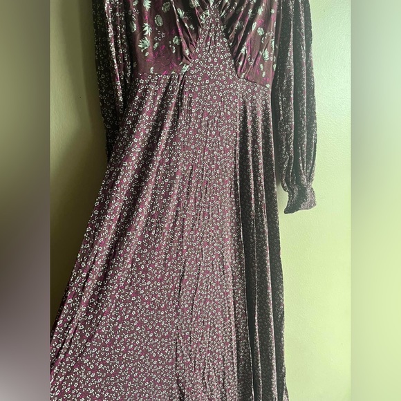 NEW Free People Women Love Story Maxi Dress Raisin Combo Burgundy Brown Floral M - Picture 9 of 16